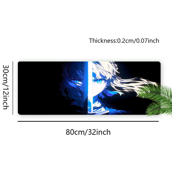 Anime blue sword mouse pad dimensions - 80cm x 30cm, 0.2cm thick