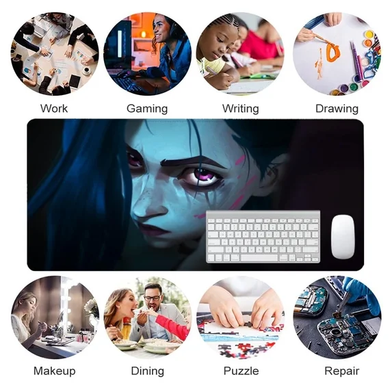 Anime dark eye mouse pad use cases - work, gaming, writing, drawing, makeup, dining, puzzle, repair