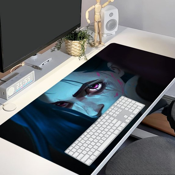 Anime dark eye mouse pad on desk lifestyle shot